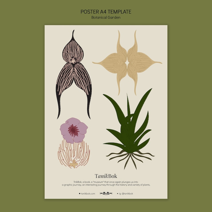 Free PSD flat design botanical garden template