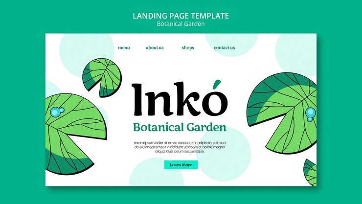 Free PSD flat design botanical garden  template