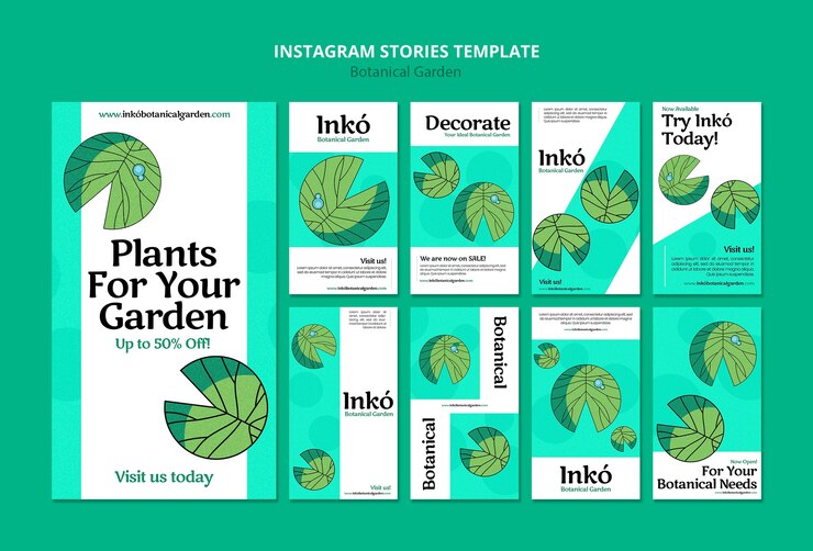 Free PSD flat design botanical garden  template