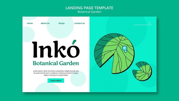 Free PSD flat design botanical garden  template