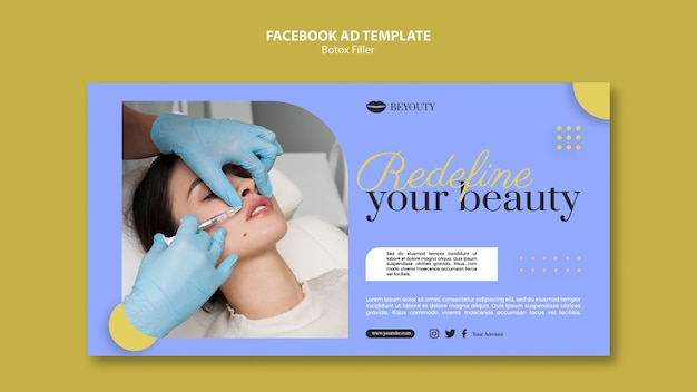 Free PSD flat design botox filler facebook template