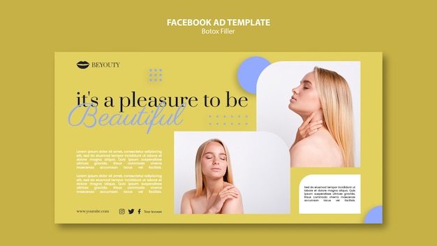 Free PSD flat design botox filler facebook template