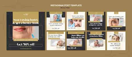 Free PSD flat design botox filler instagram posts