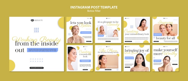 Free PSD flat design botox filler instagram posts