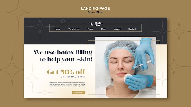 PSD gratuito pagina di destinazione del filler botox dal design piatto