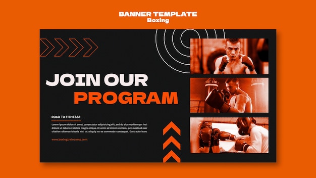 PSD gratuito modello di banner di boxe design piatto