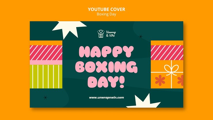Free PSD flat design boxing day celebration  youtube cover