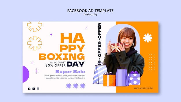 Free PSD flat design boxing day facebook template