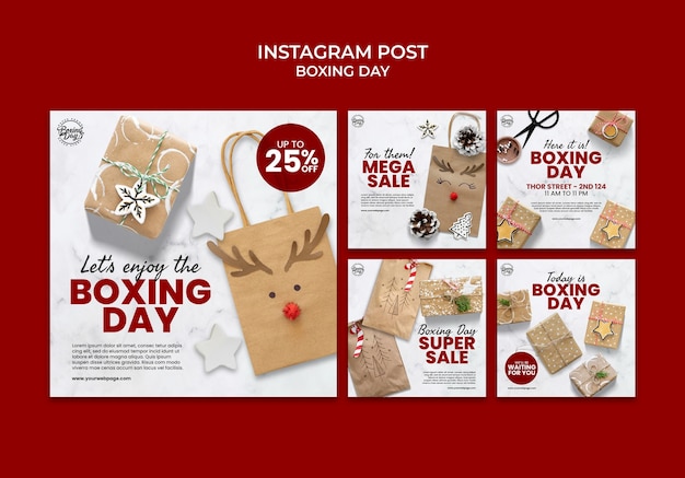 Free PSD flat design boxing day template