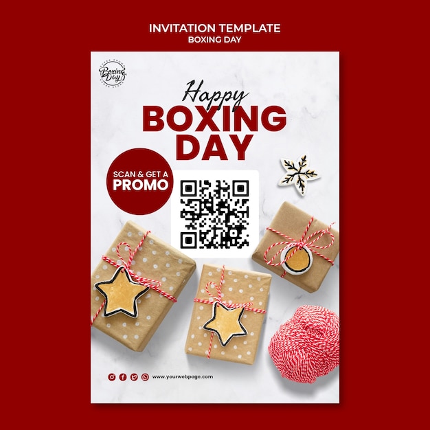 Free PSD flat design boxing day template