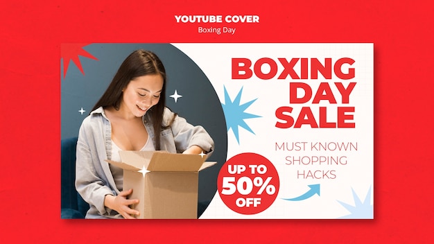 Free PSD flat design boxing day template