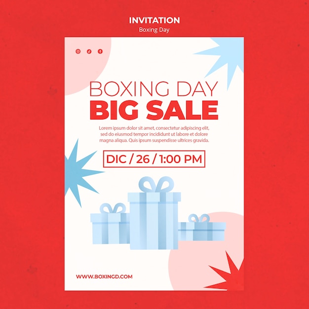 Flat design boxing day template