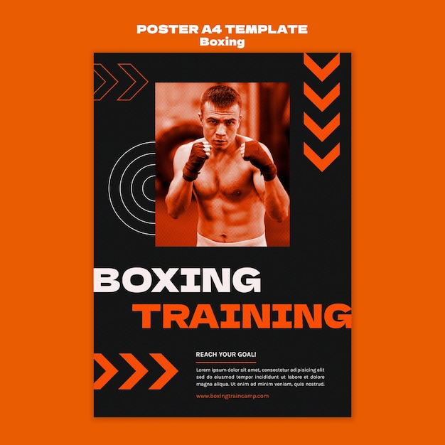 PSD gratuito modello di poster di boxe design piatto