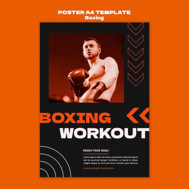 Free PSD flat design boxing poster template