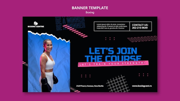 Free PSD flat design boxing template banner