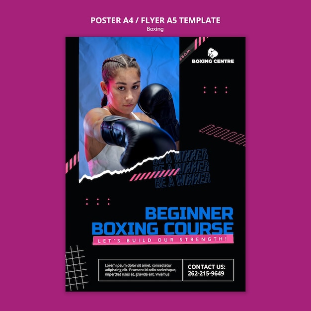 Flat design boxing template poster