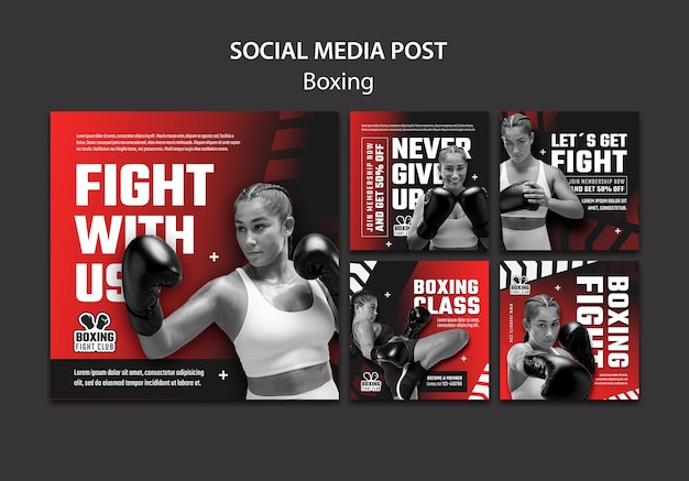 PSD gratuito modello di boxe design piatto