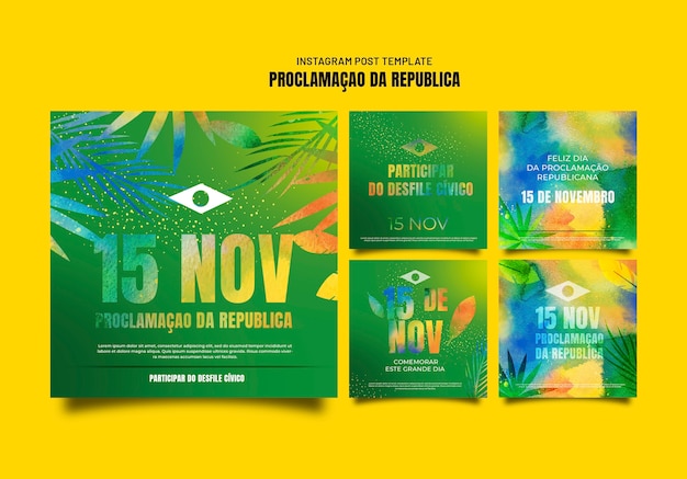 Free PSD flat design brazil independence day design template