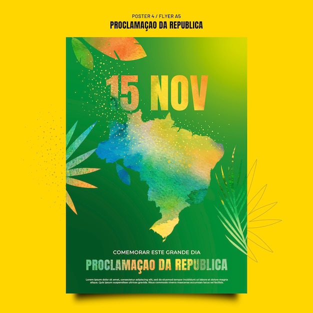 Free PSD flat design brazil independence day design template