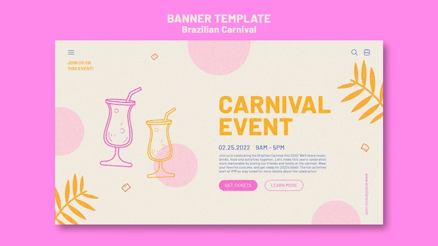 Flat design brazilian carnival banner template