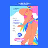 Free PSD flat design brazilian carnival poster template