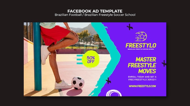 Flat design brazilian football facebook template