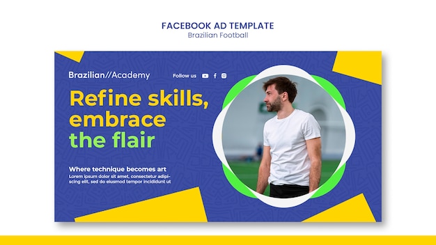 Free PSD flat design brazilian football facebook template