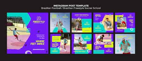 PSD gratuito post instagram di calcio brasiliano dal design piatto