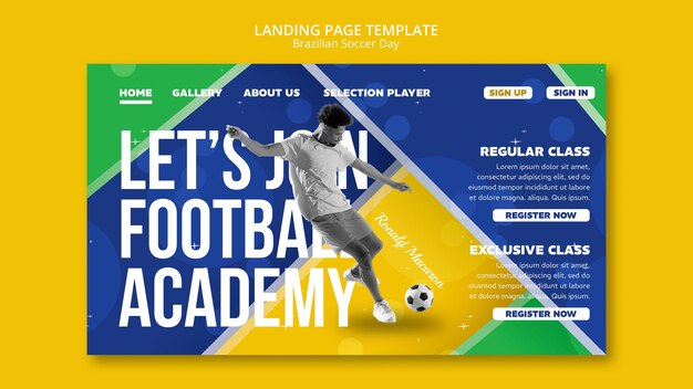 평면 디자인 브라질 축구 방문 페이지