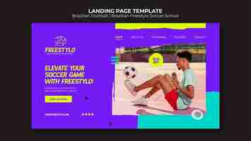 Free PSD flat design brazilian football landing page