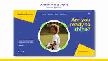 Free PSD flat design brazilian football landing page