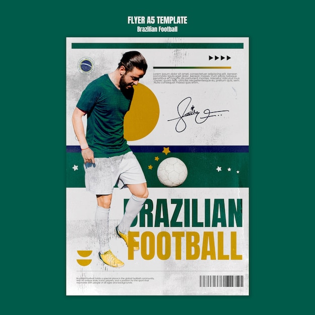 Free PSD flat design  brazilian football template