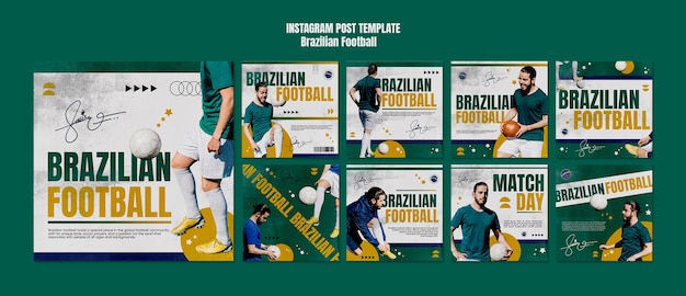 Free PSD flat design brazilian football template