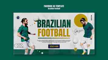 Free PSD flat design  brazilian football template