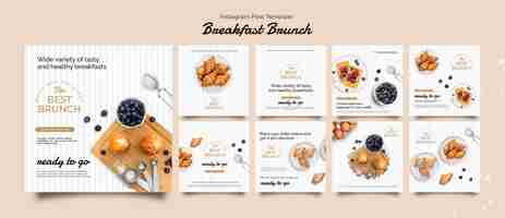 Free PSD flat design breakfast brunch template