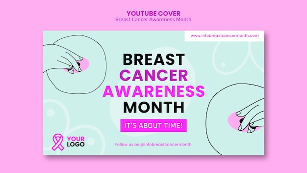 Free PSD flat design breast cancer awareness month template