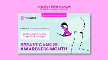 Бесплатный PSD Шаблон месяца осведомленности о раке молочной железы в плоском дизайне