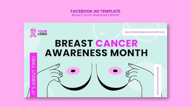 Free PSD flat design breast cancer awareness month template