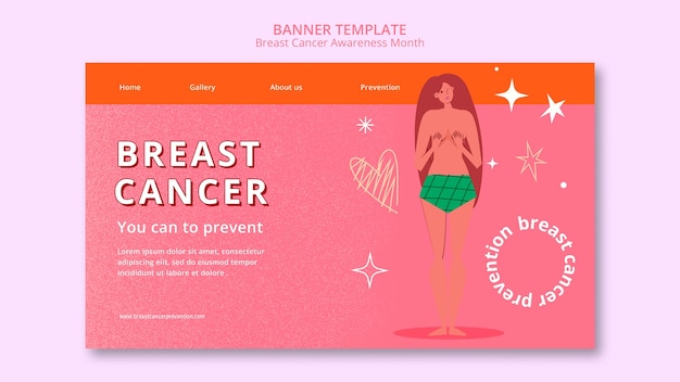 Free PSD flat design breast cancer template