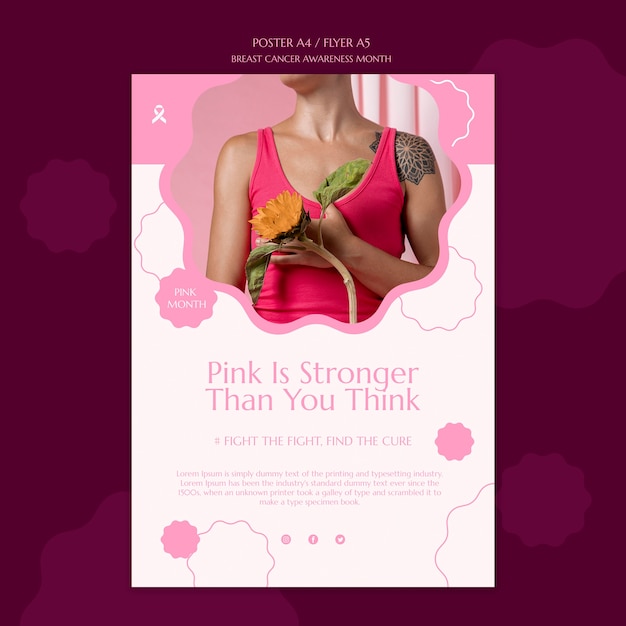 Free PSD flat design breast cancer template