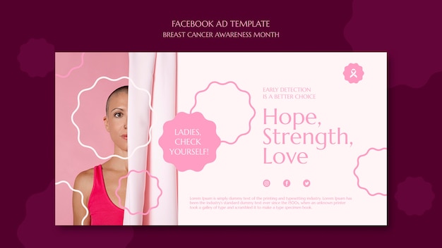 Free PSD flat design breast cancer template