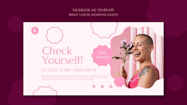 Free PSD flat design breast cancer template