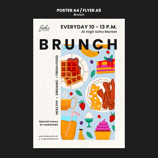 Free PSD flat design brunch template