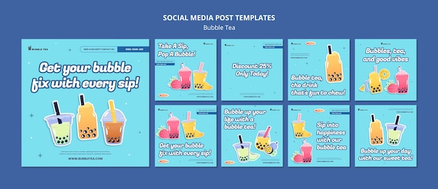 Flat design bubble tea template