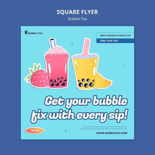 flat design bubble tea template