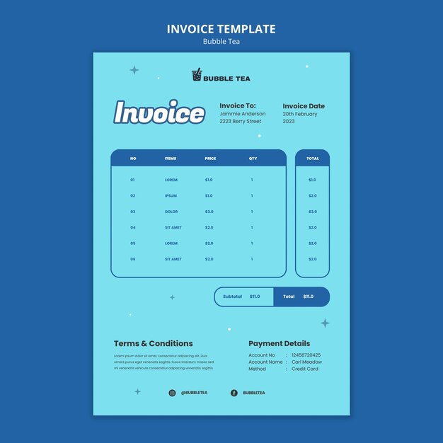 flat design bubble tea template