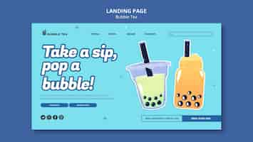 Free PSD flat design bubble tea template