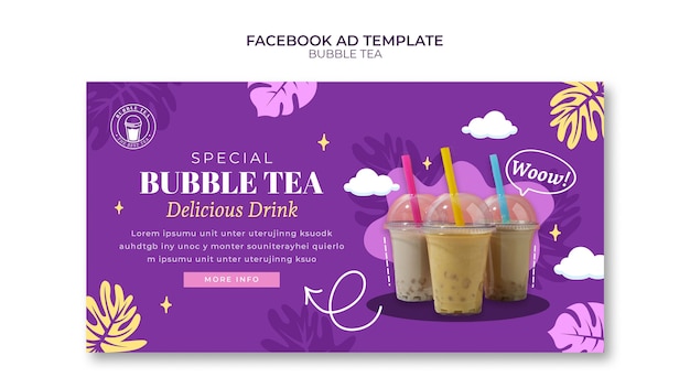 Flat design bubble tea template