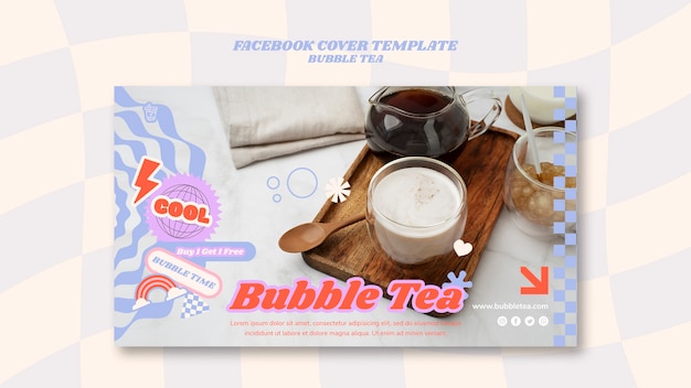 Free PSD flat design bubble tea template