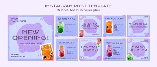 Flat design bubble tea template
